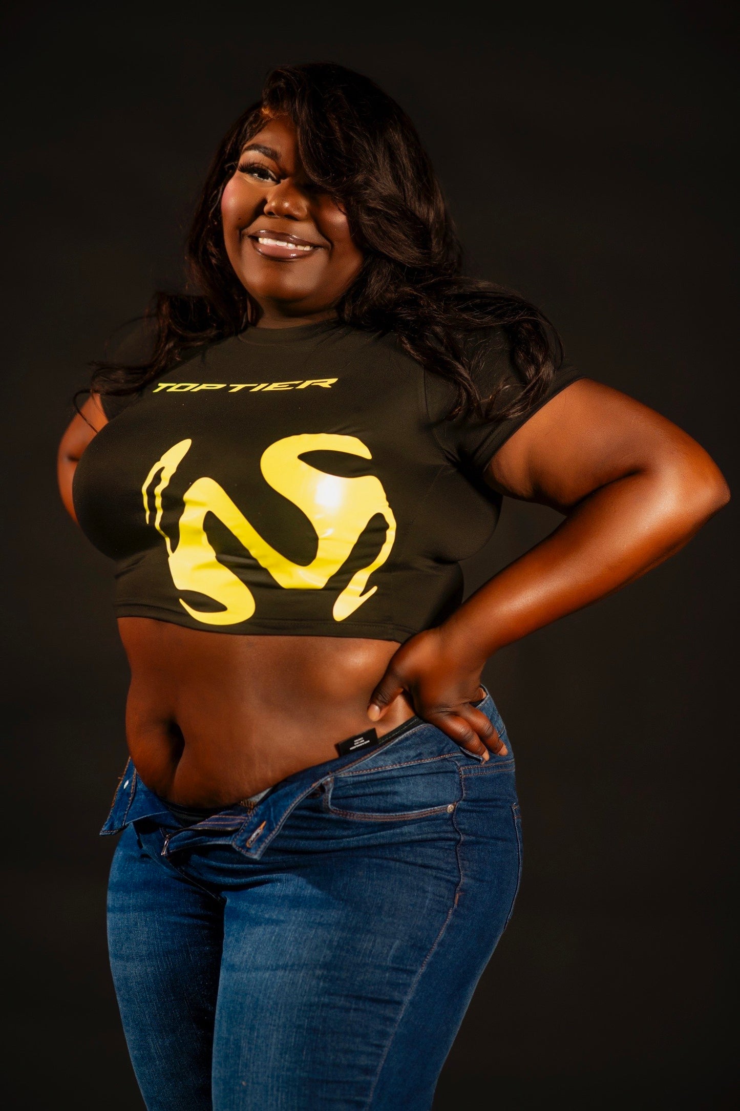 TopTier Fitted Black Crop Top