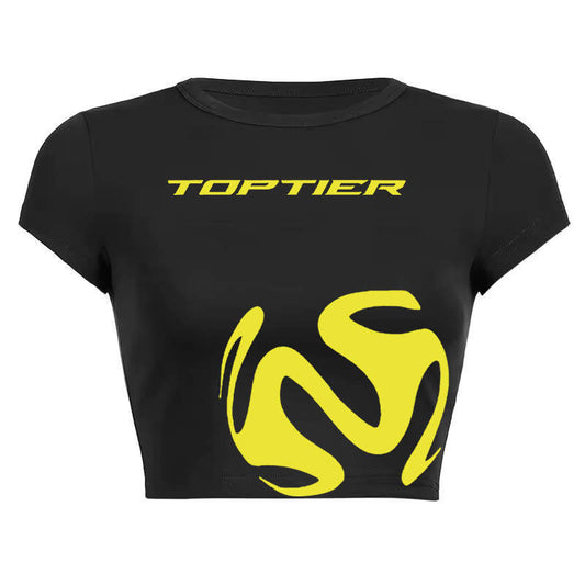 TopTier Fitted Black Crop Top