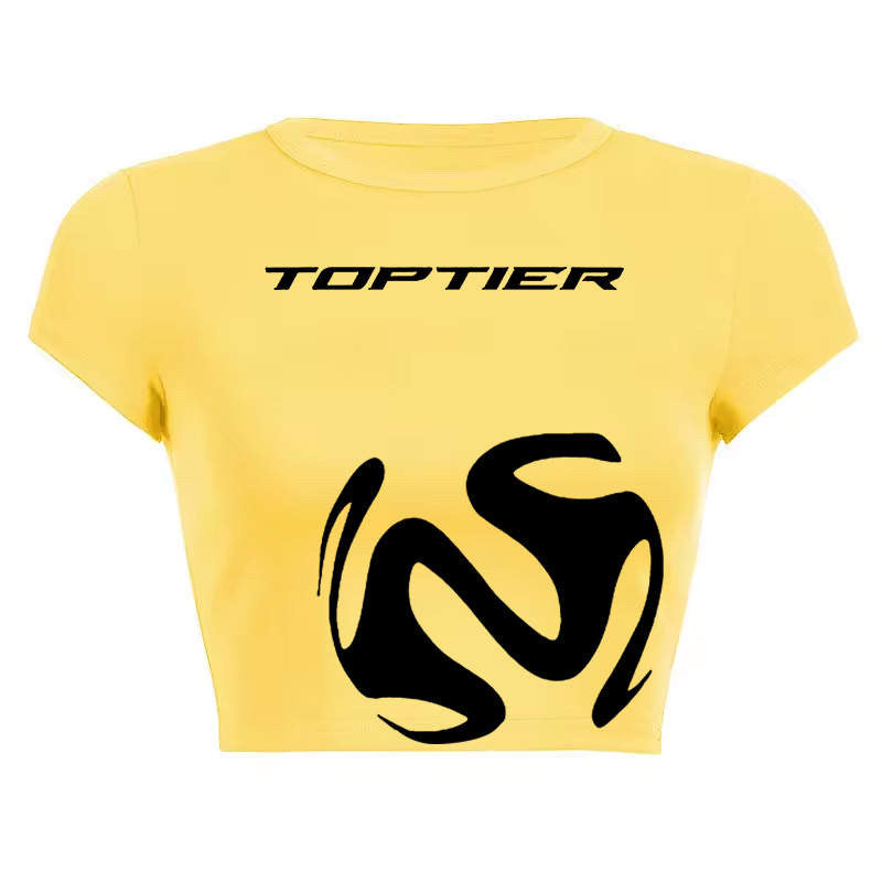 TopTier Fitted Yellow Crop Top