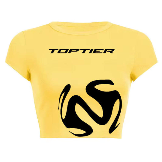 TopTier Fitted Yellow Crop Top