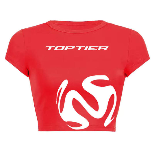 TopTier Fitted Red Crop Top