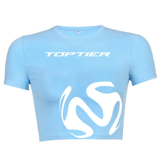 TopTier Fitted Light Blue Crop Top