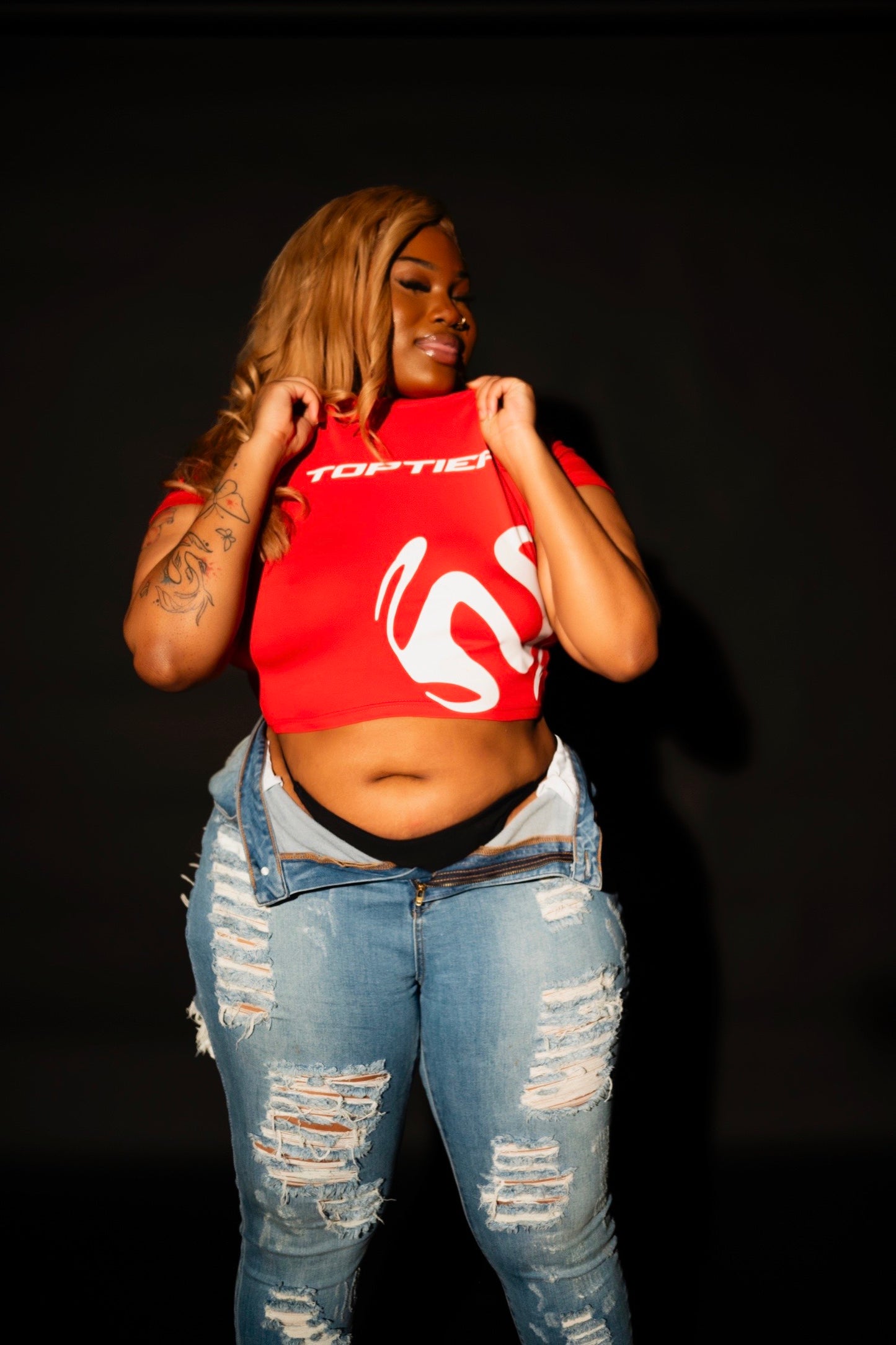 TopTier Fitted Red Crop Top