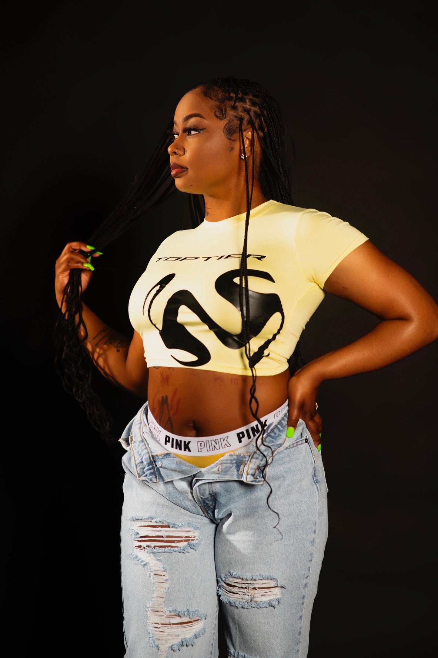 TopTier Fitted Yellow Crop Top