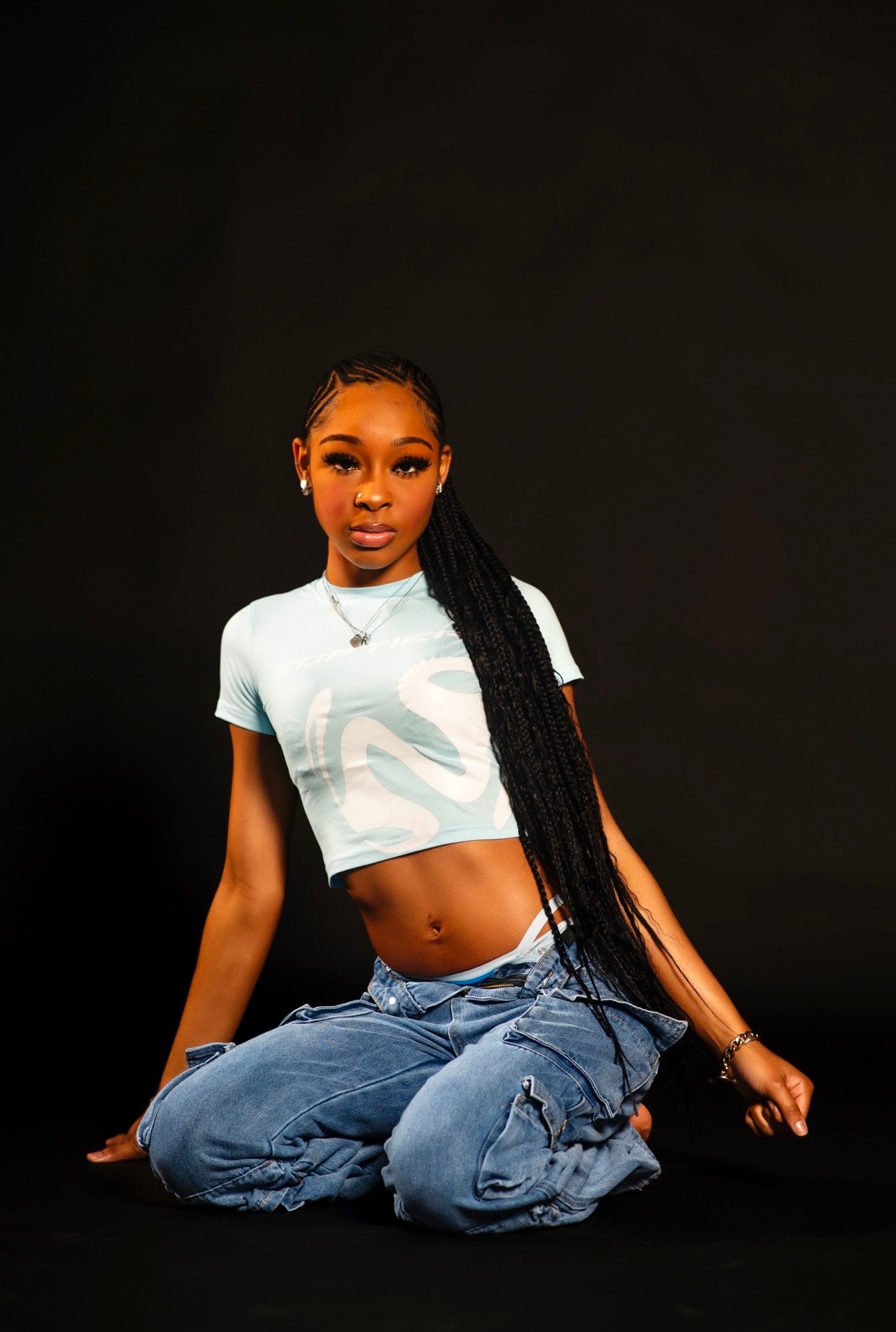 TopTier Fitted Light Blue Crop Top